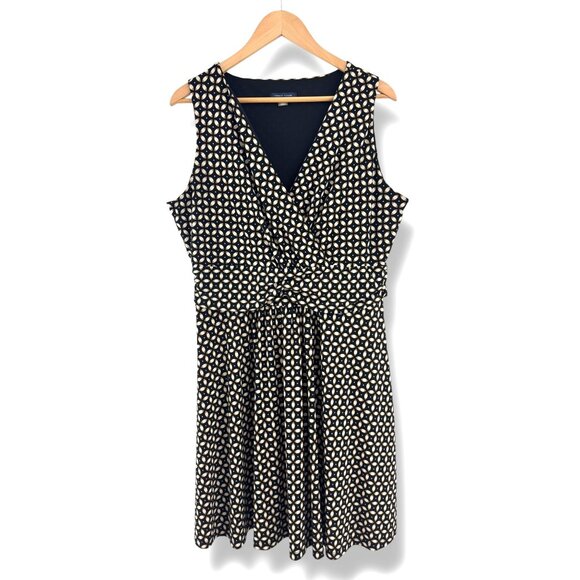 Tommy Hilfiger Black Beige Geometric Print Dress Size 14 Summer‎ Office Career - Picture 5 of 12